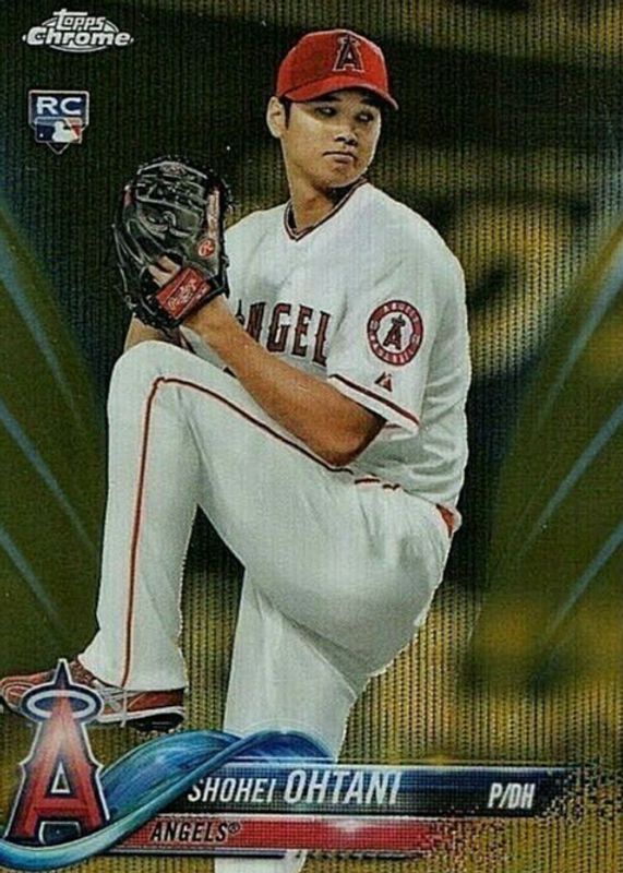 Shohei Ohtani 2018 Topps Chrome #150 Gold Wave Refractor /50 (Pitching) Rookie SGC 10