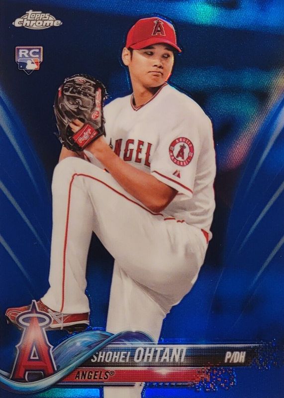 Shohei Ohtani 2018 Topps Chrome #150 Blue Refractor /150 (Pitching) Rookie SGC 9.5