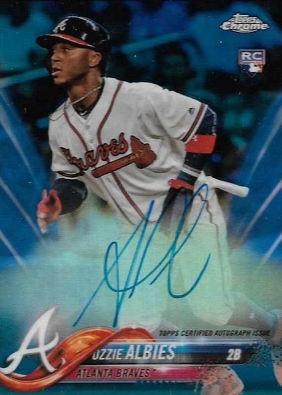 Ozzie Albies 2018 Topps Chrome #RA-OA Rookie Auto - Blue Refractor /150 Rookie PSA 9