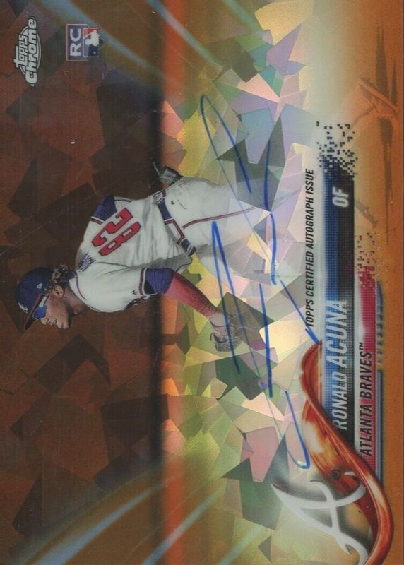 Ronald Acuna Jr. 2018 Topps Chrome Sapphire Edition #AC-RA Rookie Autographs - Orange /25 PSA 10