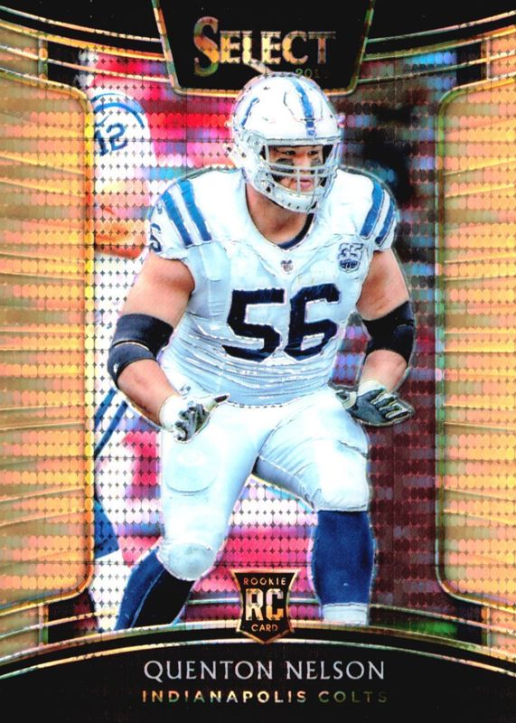 Quenton Nelson 2018 Select #2 Concourse FOTL Neon Orange Pulsar /9 Rookie PSA 10