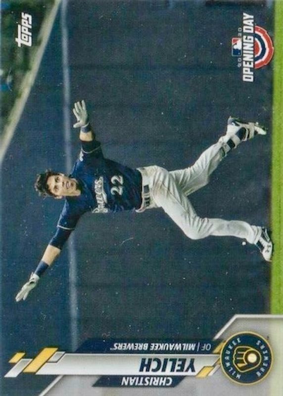 Christian Yelich 2020 Topps Opening Day #163 SP Variation (Running With Arms Out)