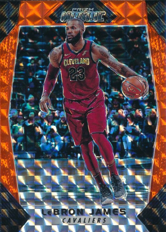 LeBron James 2017 Prizm Mosaic #80 Orange PSA 9