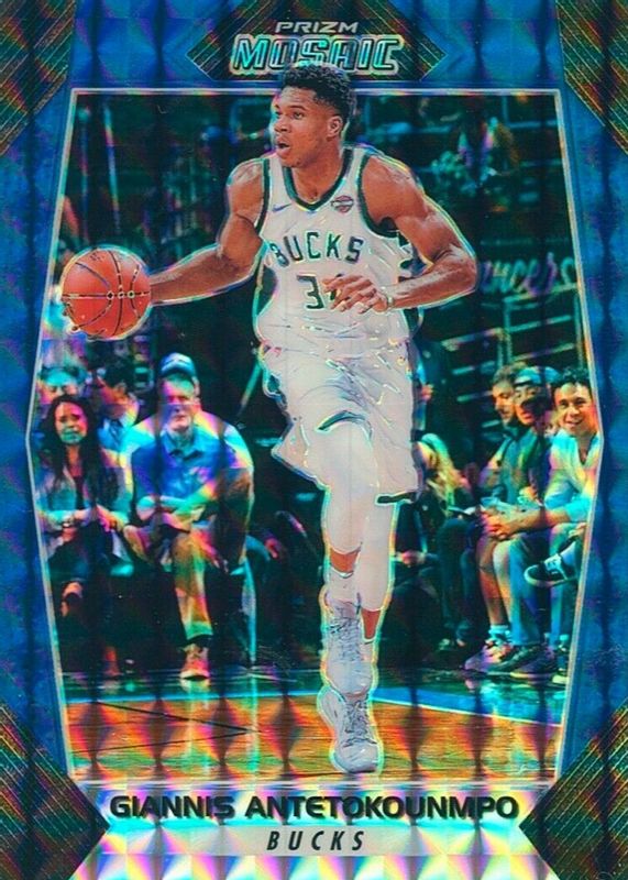 Giannis Antetokounmpo 2017 Prizm Mosaic #30 Blue PSA 10