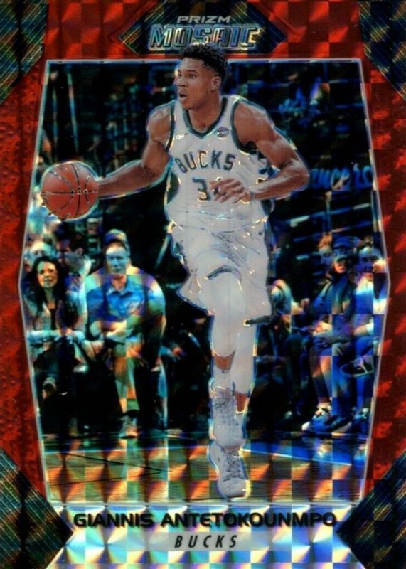 Giannis Antetokounmpo 2017 Prizm Mosaic #30 Red RAW