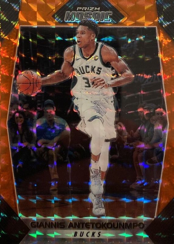 Giannis Antetokounmpo 2017 Prizm Mosaic #30 Orange PSA 9