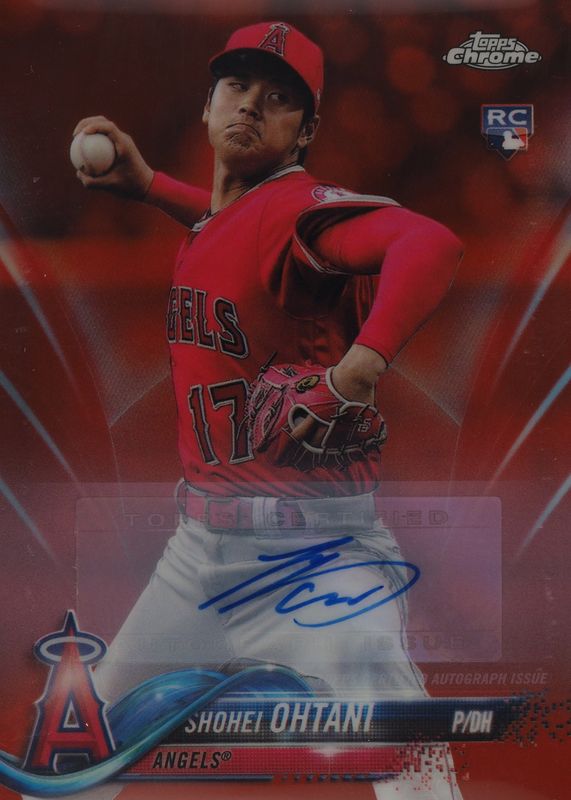 Shohei Ohtani 2018 Topps Chrome Update #HMT1 Autographs - Red Refractor /5 Rookie PSA 7