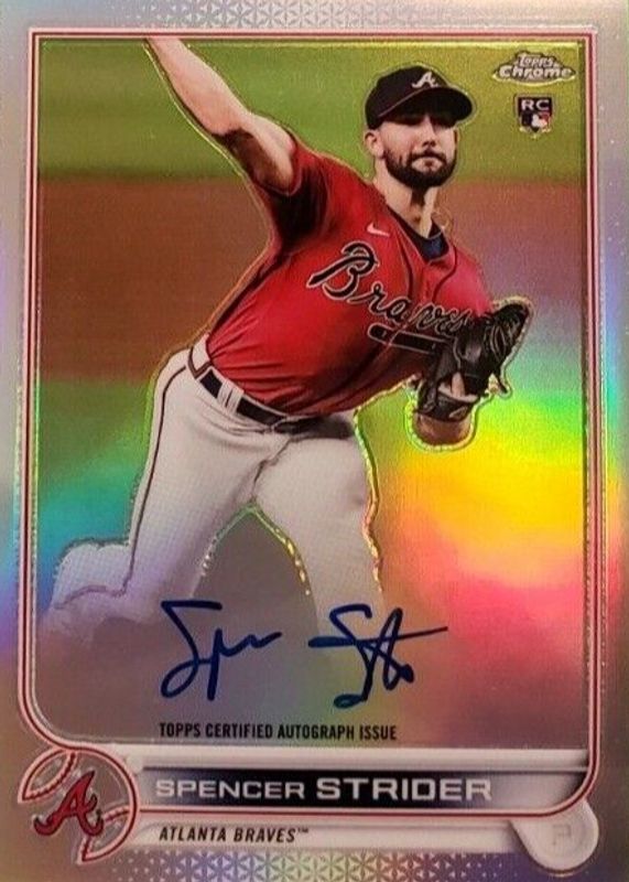 Spencer Strider 2022 Topps Chrome #RA-SS Rookie Auto - Refractor /499 Rookie PSA 10