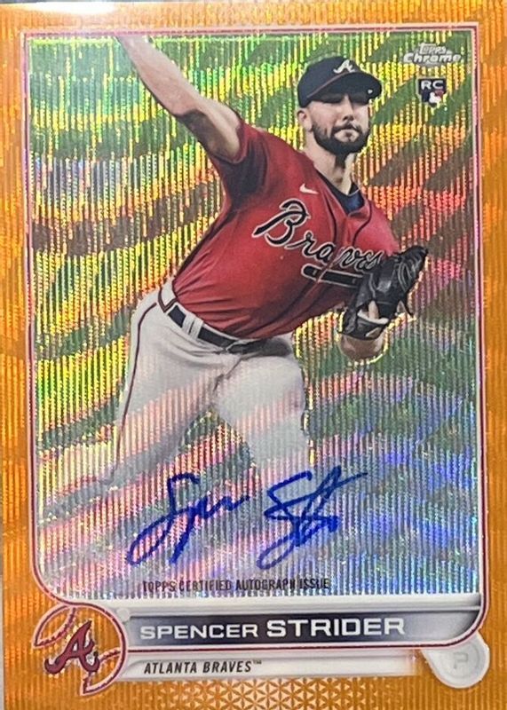 Spencer Strider 2022 Topps Chrome #RA-SS Rookie Auto - Orange Wave Refractor /25 Rookie RAW