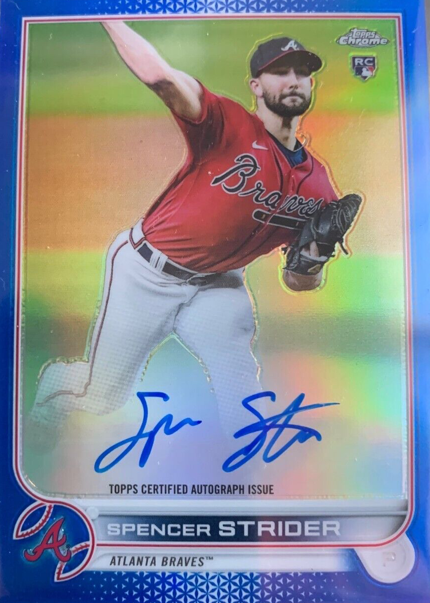 Spencer Strider 2022 Topps Chrome #RA-SS Rookie Auto - Blue 