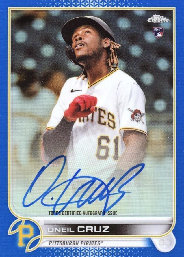 Oneil Cruz 2022 Topps Chrome #RA-OC Rookie Auto - Blue Refractor 