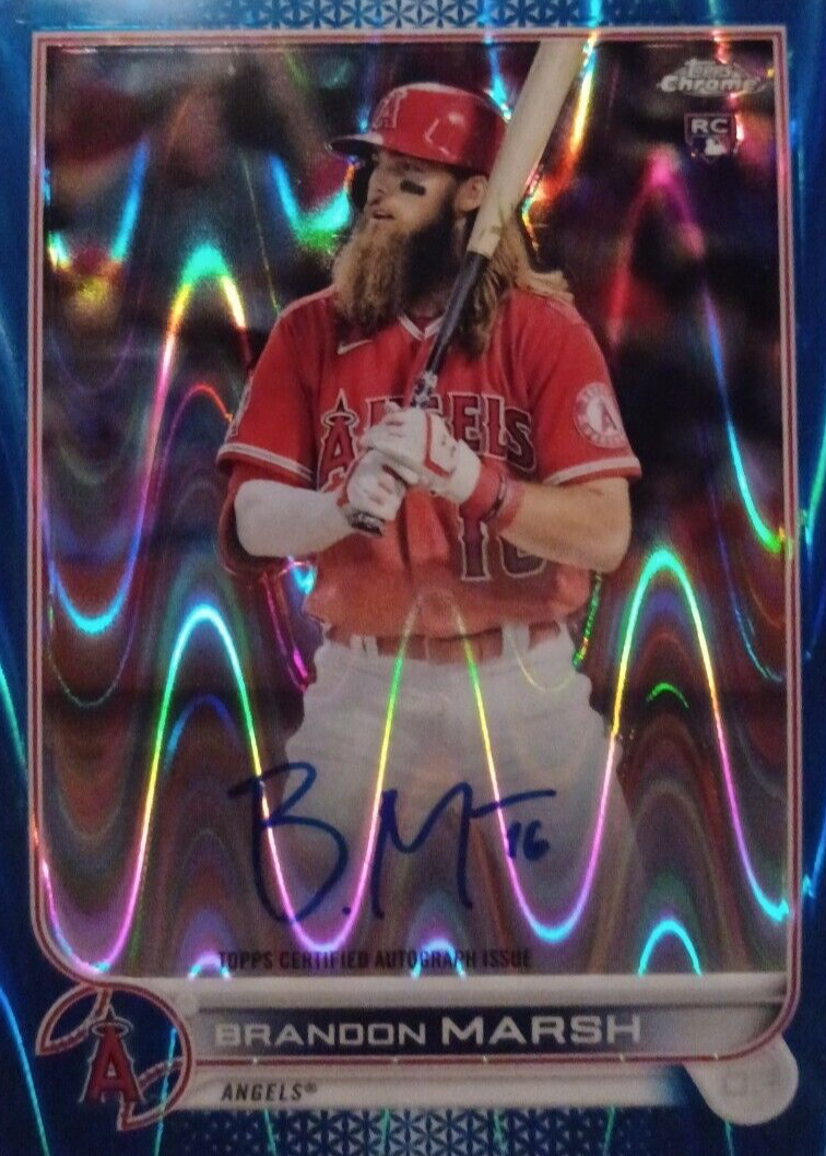 Brandon Marsh 2022 Topps Chrome #RA-BM Rookie Auto - Blue RayWave