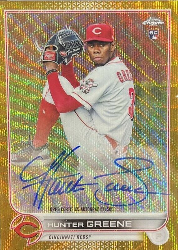 Hunter Greene 2022 Topps Chrome #RA-HG Rookie Auto - Gold Wave Refractor /50 PSA 10