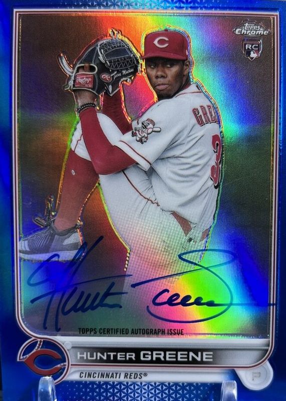 Hunter Greene 2022 Topps Chrome #RA-HG Rookie Auto - Blue 