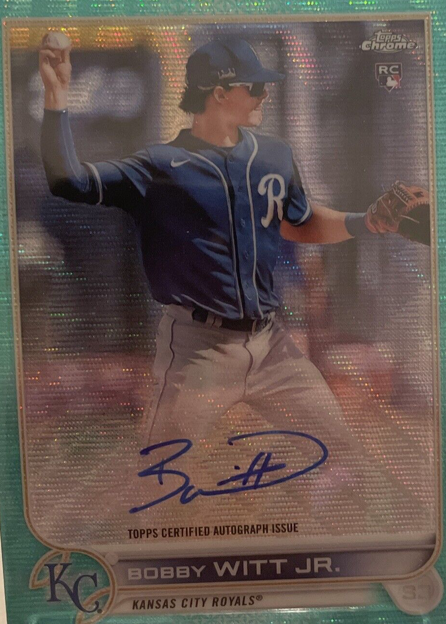 Bobby Witt Jr. 2022 Topps Chrome #RA-BW Rookie Auto - Aqua 