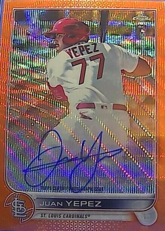 Juan Yepez 2022 Topps Chrome #RA-JY Rookie Auto - Orange Wave Refractor /25 Rookie PSA 10