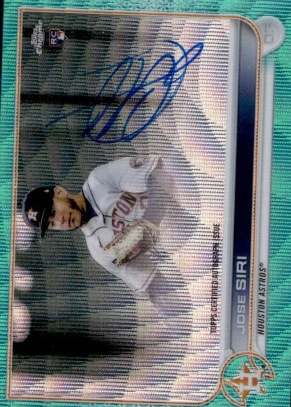 Jose Siri 2022 Topps Chrome #RA-JS Rookie Auto - Aqua Wave Refractor /199 Rookie SGC 9.5