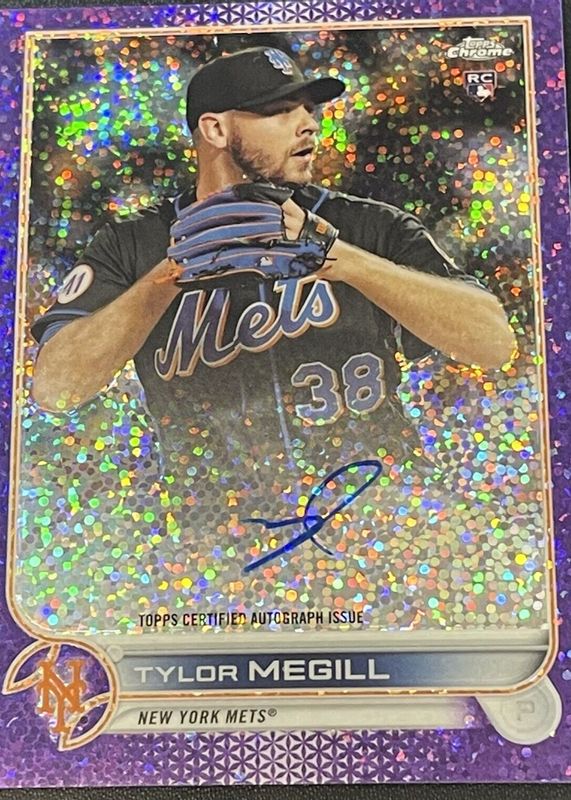 Tylor Megill 2022 Topps Chrome #RA-TM Rookie Auto - Purple Speckle Refractor /299 PSA 10