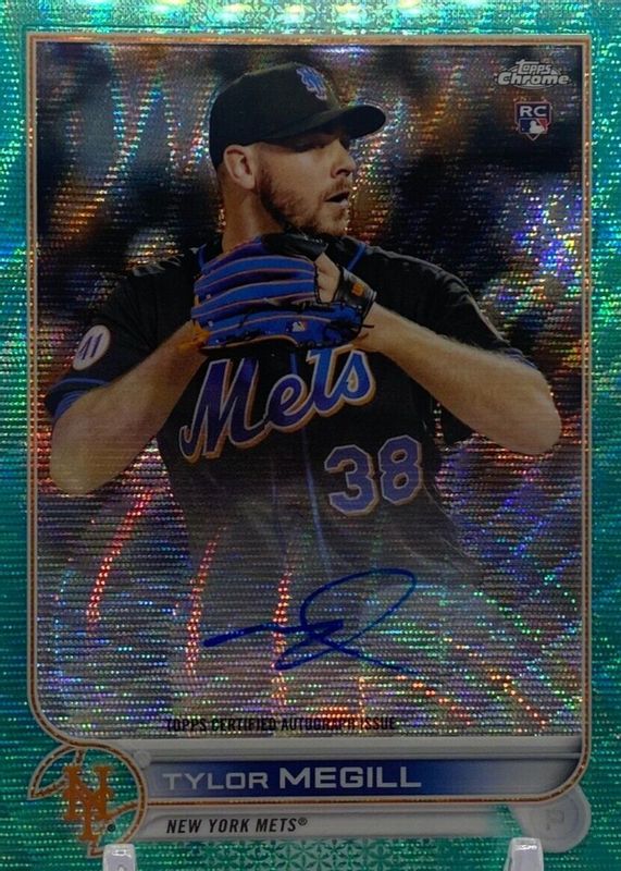 Tylor Megill 2022 Topps Chrome #RA-TM Rookie Auto - Aqua Wave Refractor /199 PSA 10