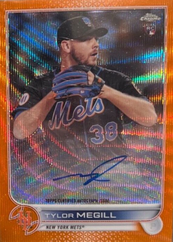 Tylor Megill 2022 Topps Chrome #RA-TM Rookie Auto - Orange Wave Refractor /25 PSA 10