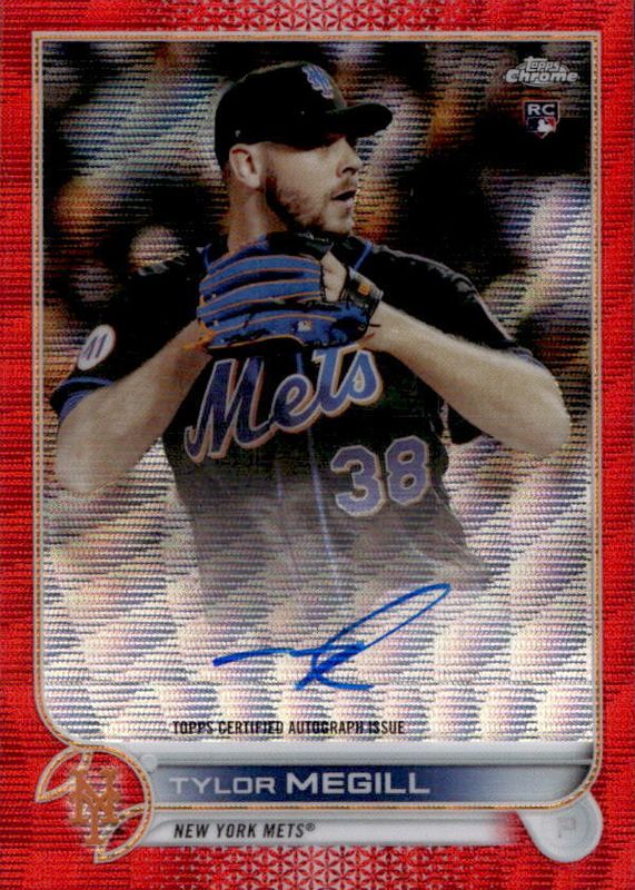 Tylor Megill 2022 Topps Chrome #RA-TM Rookie Auto - Red Wave Refractor /5 PSA 10