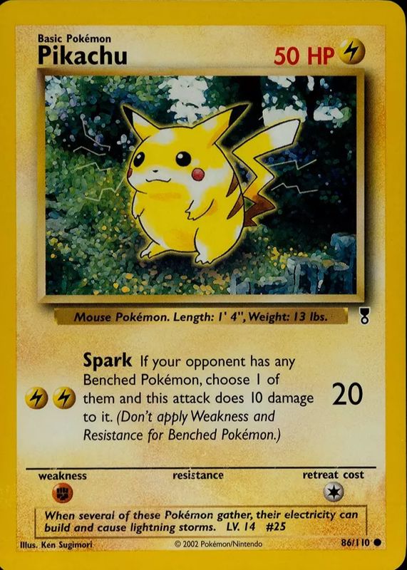 Pikachu 2002 Legendary Collection #86 Base SGC 9