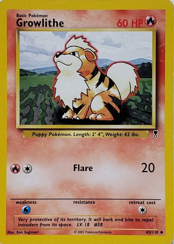 Growlithe 2002 Legendary Collection #45 Base BGS 2