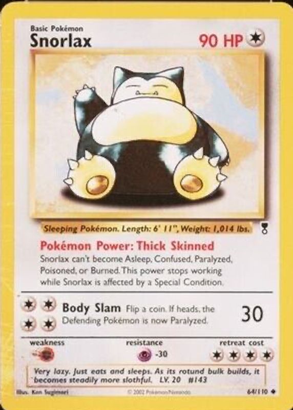 Snorlax 2002 Legendary Collection #64 Base PSA 10