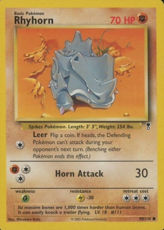 Rhyhorn 2002 Legendary Collection #90 Base PSA 6