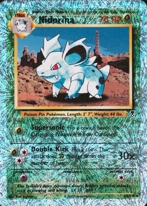 1995 nidorina pokemon card value 2002 Nintendo Legendary Collection Nidorina-Reverse Foil Grass Rarity Pokemon TCG Nidorina 40/64 &