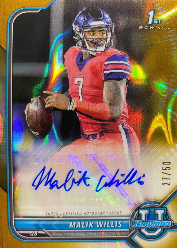 2021 Bowman University #BCPA-MW Chrome Prospect Auto - Gold Lava Refractor /50 (1st)