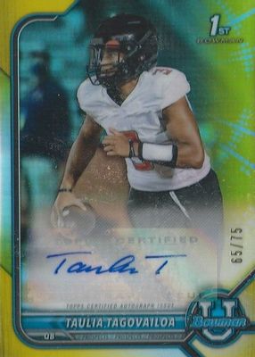 2021 Bowman University #BCPA-TT Chrome Prospect Auto - Yellow Refractor /75 (1st)