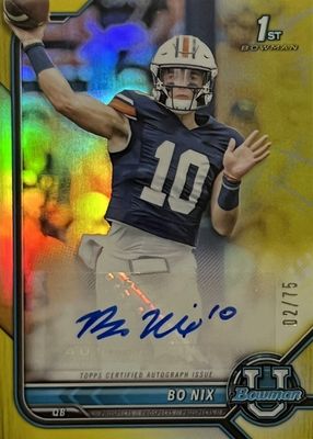 2021 Bowman University #BCPA-BN Chrome Prospect Auto - Yellow Refractor /75 (1st)
