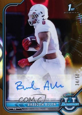 2021 Bowman University #BCPA-BA Chrome Prospect Auto - Gold Lava Refractor /50 (1st)