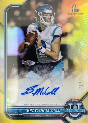 2021 Bowman University #BCPA-GMC Chrome Prospect Auto - Yellow Refractor /75 (1st)
