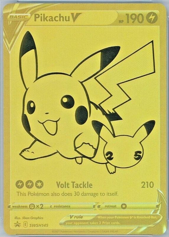 Pikachu V 2021 Sword & Shield: Black Star Promo #SWSH145 Celebrations Ultra-Premium Collection (Full Art) PSA 10