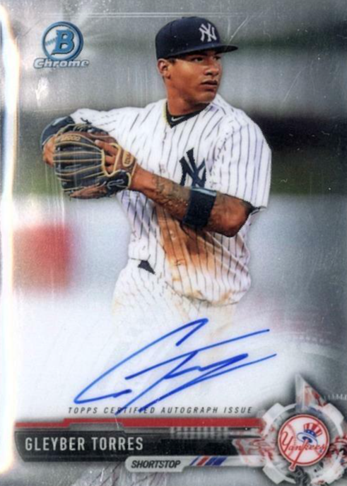 スポーツ選手 2017 bowman chorme torres refractor auto Gleyber Torres 2017 Bowman #CPA-GT Chrome Prospect Auto