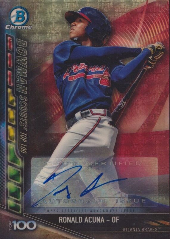 Ronald Acuna Jr. 2017 Bowman #CPA-RA Chrome Prospect Auto - Superfractor /1 (1st) PSA 10