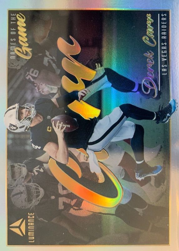 Derek Carr 2022 Luminance #NM-DCA Names of the Game /(SSP) BGS 10 PRISTINE