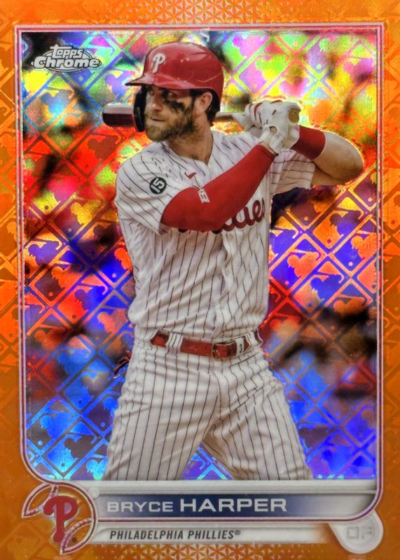 Bryce Harper 2022 Topps Chrome Logofractor Edition #18 Orange /25 PSA 10