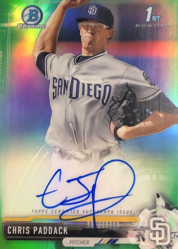 Chris Paddack 2017 Bowman Chrome #CPA-CP Prospect Auto - Green 