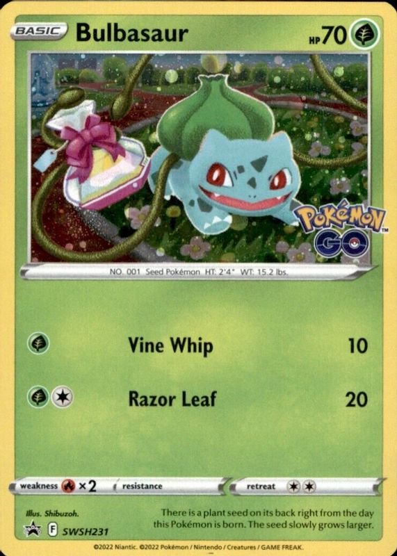 Bulbasaur 2022 Sword & Shield: Black Star Promo #SWSH231 Pokemon GO Pin Collection (Bulbasaur) PSA 9