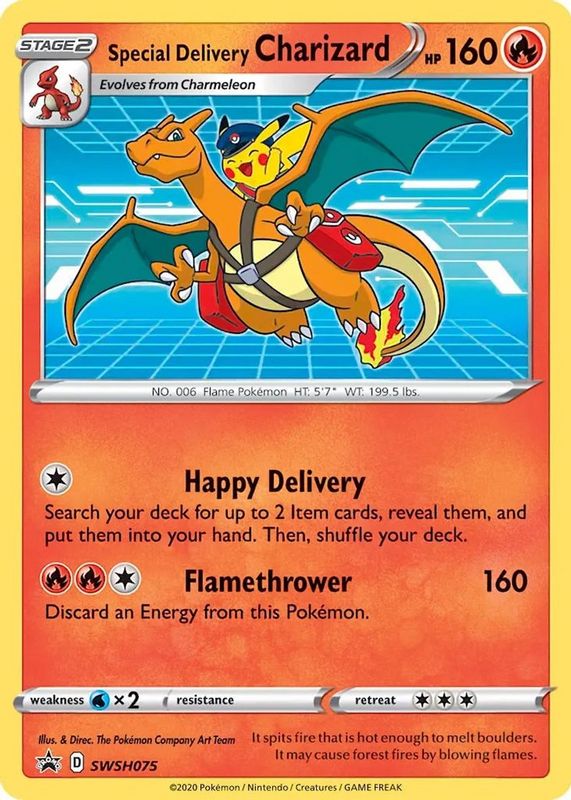 Special Delivery Charizard 2022 Sword & Shield: Black Star Promo #SWSH075 Pokemon Center United Kingdom SGC 9