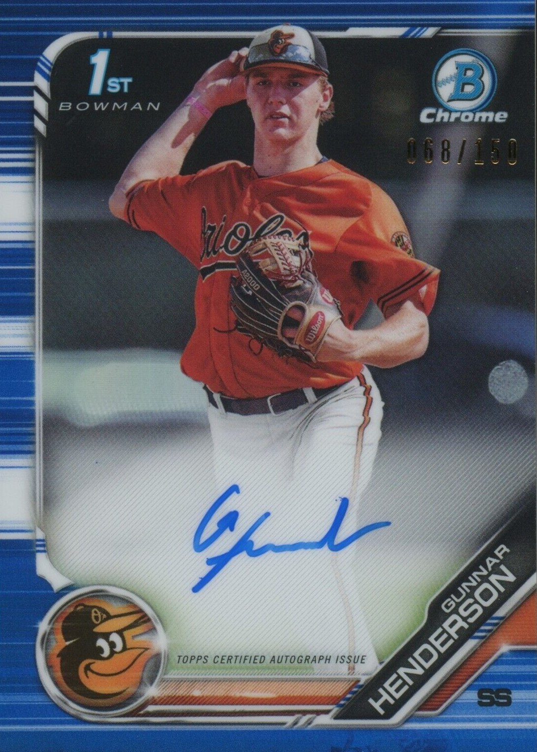 その他 GUNNAR HENDERSON Mega AUTO Blue 2020 Bowman Chrome Mega Box Auto Blue Refr /150 Gunnar