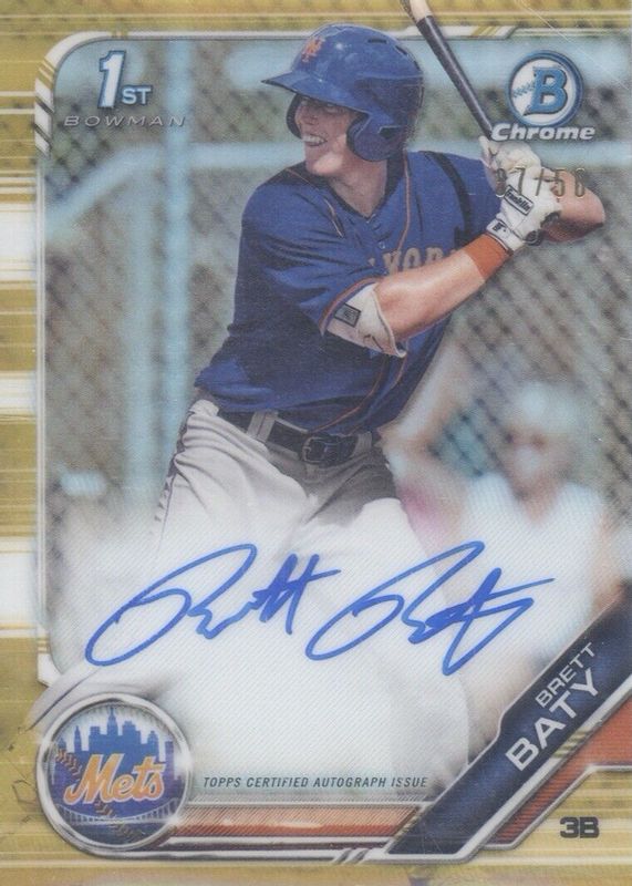 Brett Baty 2019 Bowman Draft #CDA-BB Chrome DP Auto - Gold Refractor /50 (1st) BGS 9.5