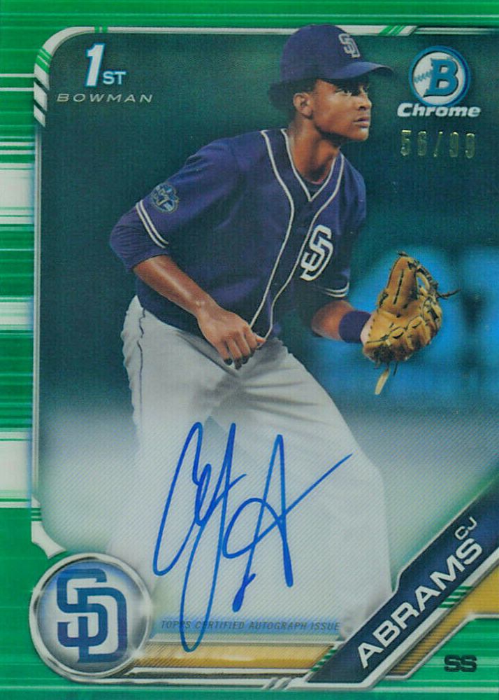 CJ Abrams 2019 Bowman Draft #CDA-CA Chrome DP Auto - Green 