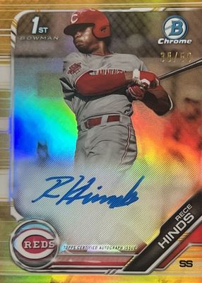 Rece Hinds 2019 Bowman Draft #CDA-RH Chrome DP Auto - Gold 