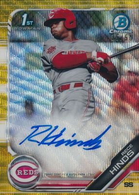 Rece Hinds 2019 Bowman Draft #CDA-RH Chrome DP Auto - Gold Wave 