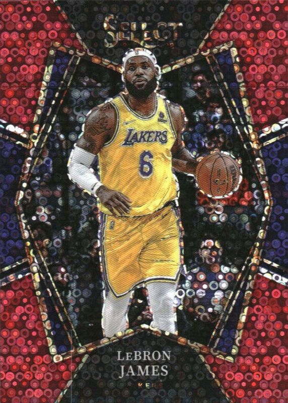 LeBron James 2021 Select #195 Premier Level Red Disco /49 PSA 10