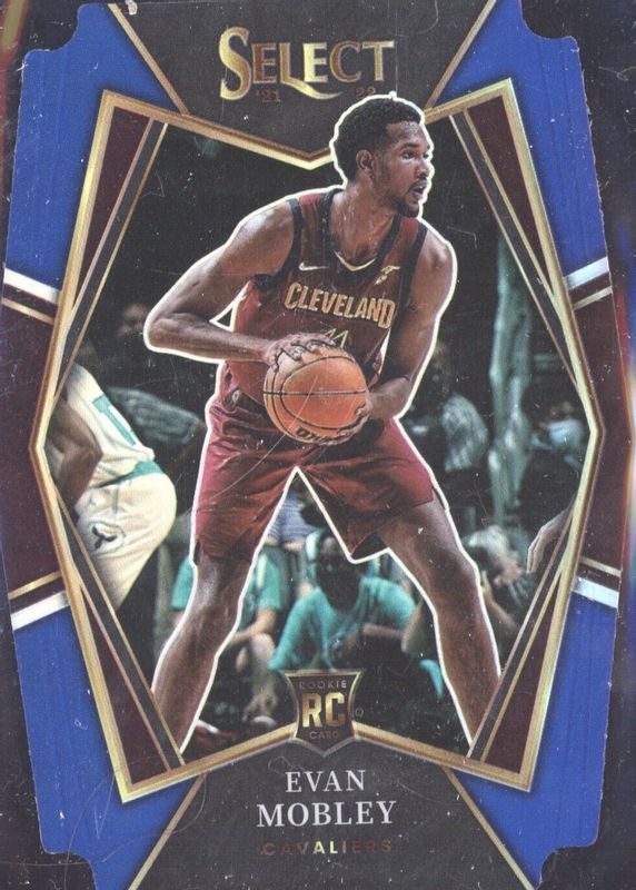 Evan Mobley 2021 Select #110 Premier Level Blue Die-Cut /249 Rookie PSA 8